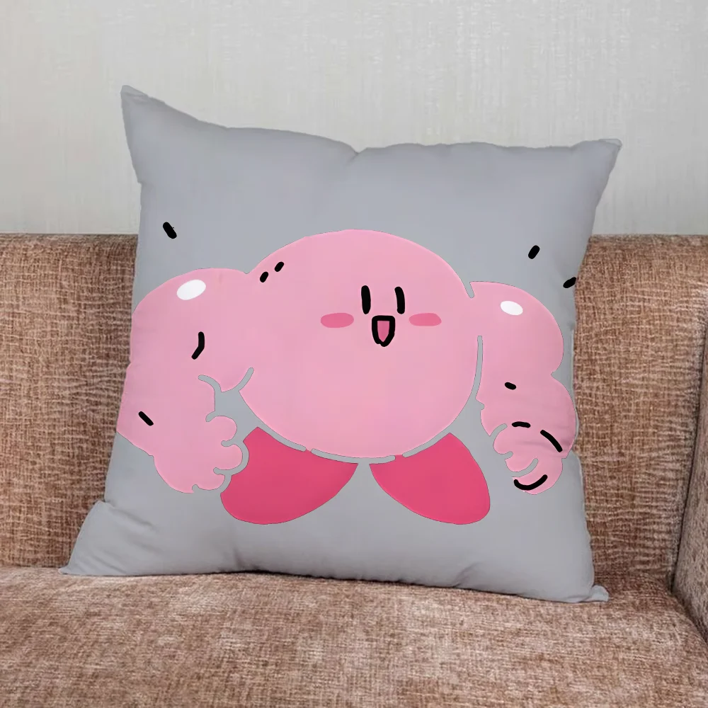 CUTE K-Kirby GYM Cartoon Pillow Case For Home Bedroom Car Office Decoration Living Room Sofa Cushion Cover Suitable