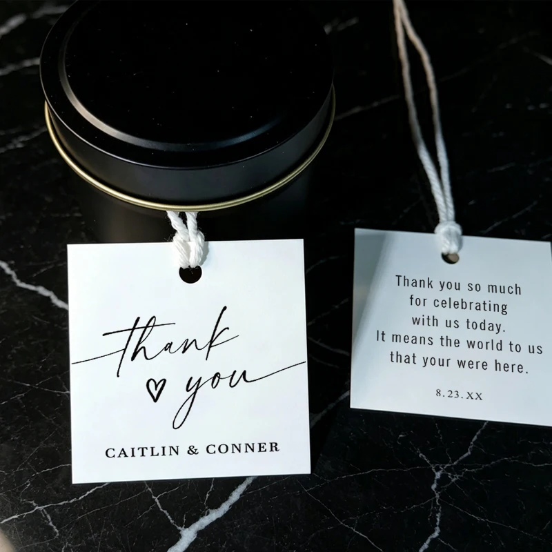 

40PCS Double-sided Printing Thank You Tags, Personalized Wedding Favor Tags ROPE NOT INCLUDED
