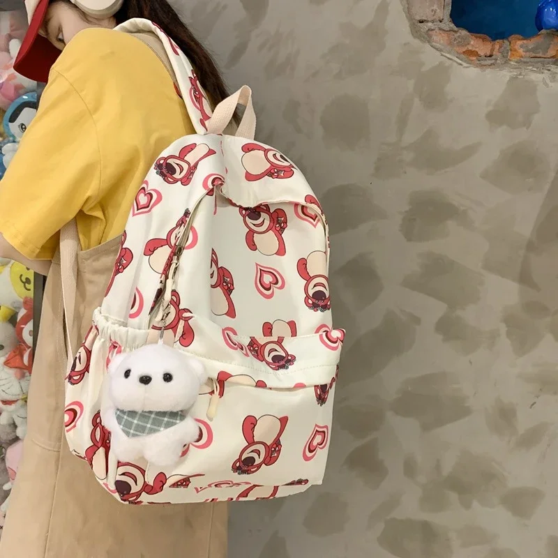 Sanrio New Strawberry Bear Student Schoolbag Cute Cartoon Lightweight Waterproof Large Capacity Backpack