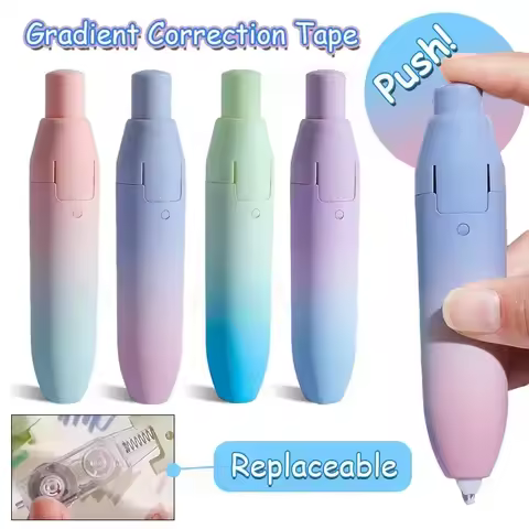 Replaceable Core Correction Tape Cute Gradient Color Pen Shape Press Type Correction Tape for School Student Stationery Supplies