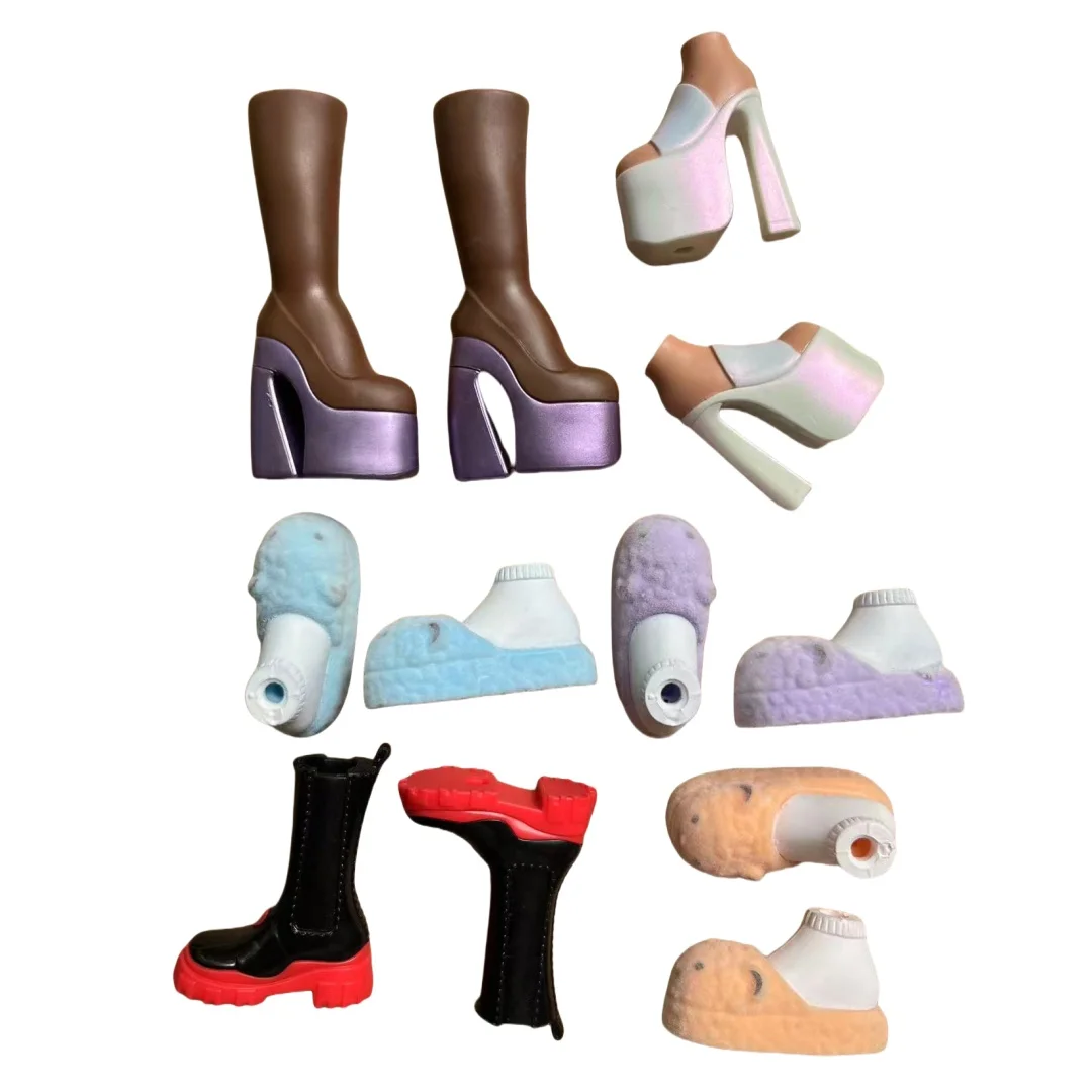 

Classic Dancing Doll High Heels Shoe Thick Heel Styles Available in Brown Black White Blue Beige Purple for Doll Decorations