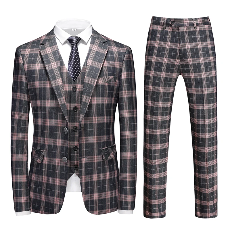 

2024 High-quality men's casual suit (suit + vest + trousers) stylish slim handsome wedding business dress three-piece set