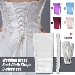 3Pcs/Set Satin Corset Kits Zipper Replacement Wedding Gown Back Lace Webbing DIY Craft Wedding Dress Accessories Lace Up