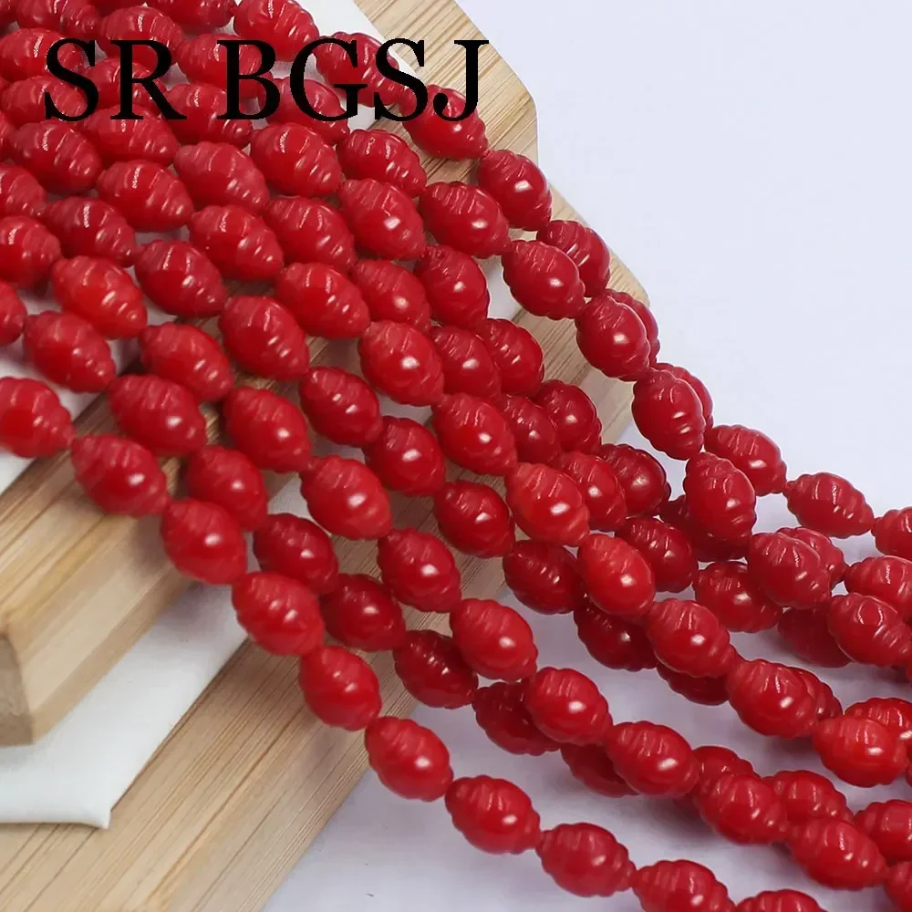 6x9mm 15 cali Małe Whelk Red Mini Hurtownia Naturalny Morski Bambus Koral Luźne Koraliki