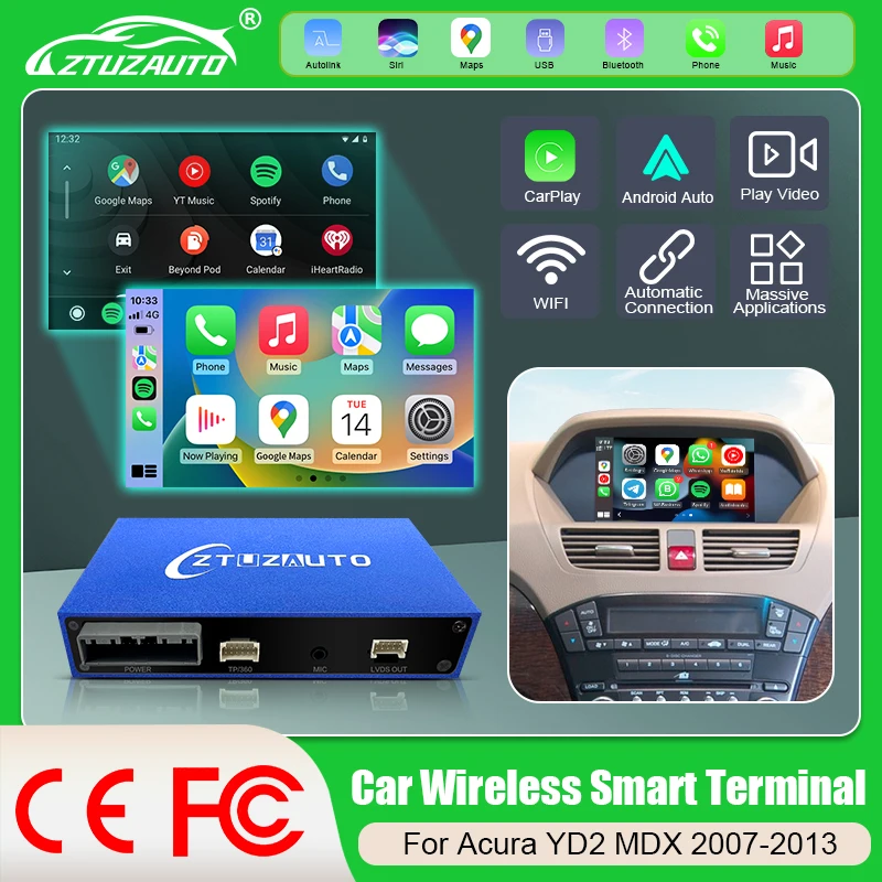 Newest Wireless Carplay AI BOX For Acura MDX 2007-2013 YD2 Model with Android Auto Module Smart Car Systems Kit Accessories