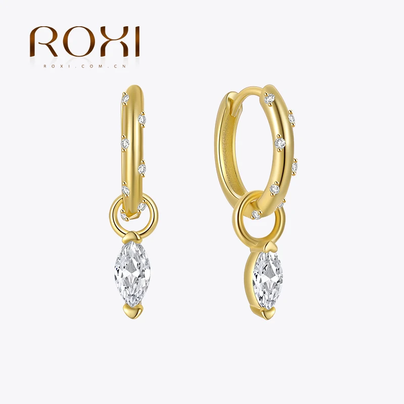 ROXI – boucles d'oreilles en Zircon couleur losange, accessoires en argent Sterling 925, bijoux polyvalents, boucles d'oreilles classiques élégantes pour femmes