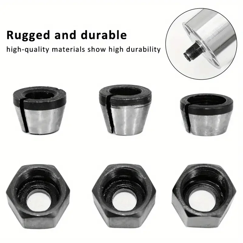3/5-teiliges Fräser-Set für die Holzbearbeitung mit umwandelbaren Spannzangenfutter-Adaptern, 6/6,35/8 mm Schaft-Adapter mit Mutter