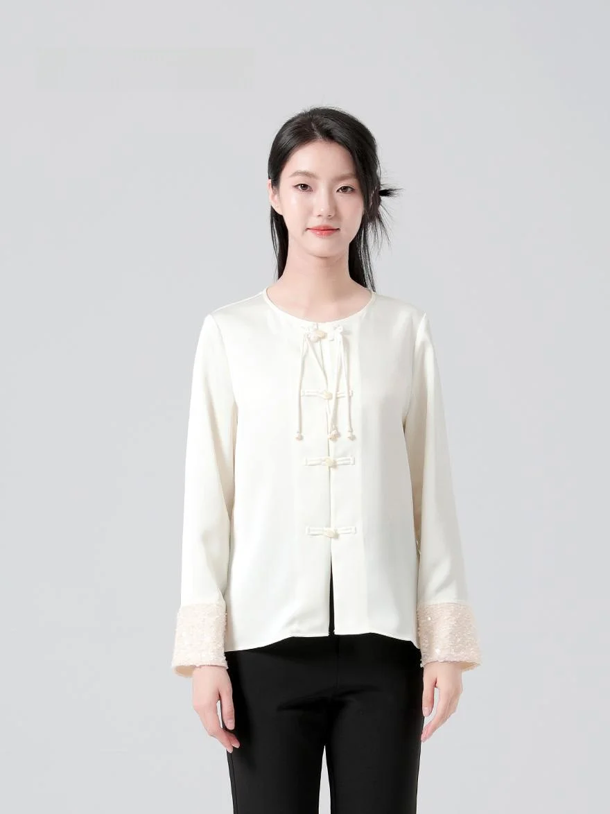 

Новая осенняя белая рубашка Dailanzhi в улучшенном китайском стиле с воротником, для офиса и повседневной носки, прямого кроя, с длинными рукавами, на пуговицах