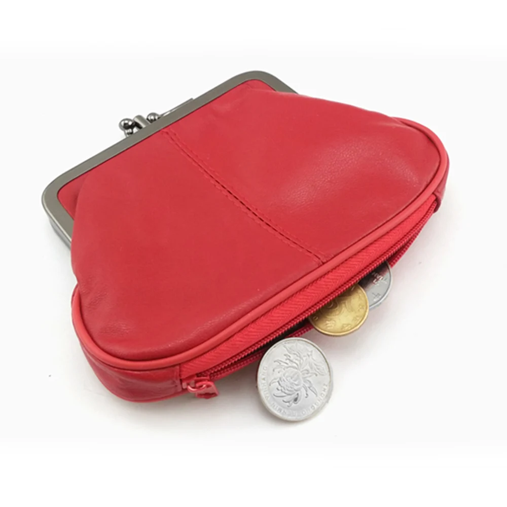 BELLO TUTTI – porte-monnaie en cuir véritable pour femmes, en peau de mouton, avec fermeture à loquet métallique, porte-cartes, petit sac à