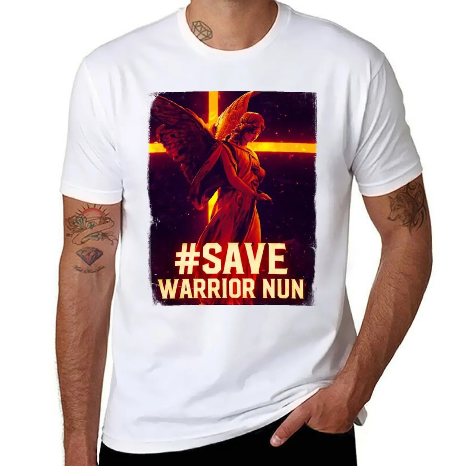 

Save Warrior Nun (red) + text T-Shirt t shirt for man 100 percent cotton t shirts for man slim fit T-Shirt