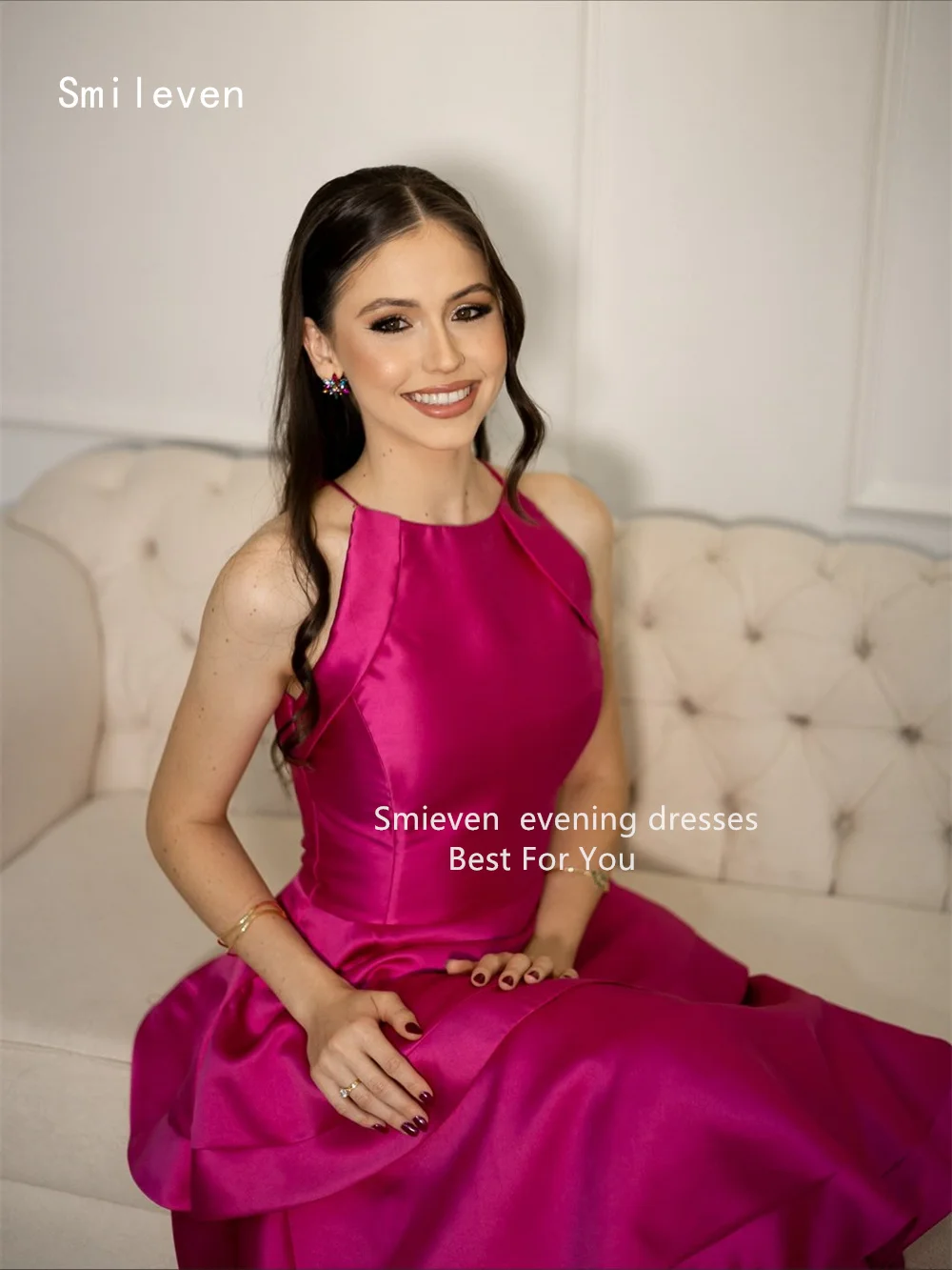 Smileven Luxuriöses A-Linien-Abschlussballkleid mit U-Ausschnitt, tailliert an der Taille, Partykleid, Kuchenstil, Anlasskleid, individuell gestaltet 2026