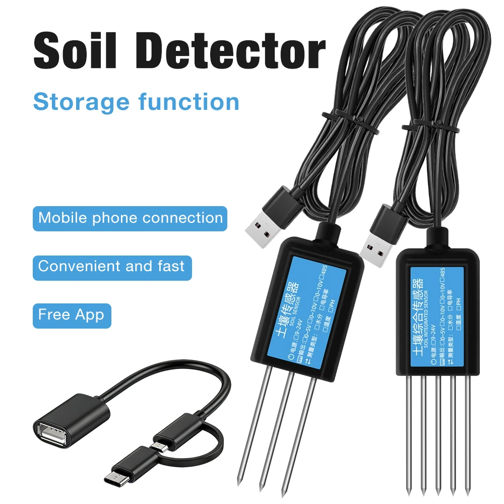 

USB-тестер почвы 6/7 в 1: датчик температуры, влажности, EC, pH, NPK для сельского хозяйства, сада, теплиц