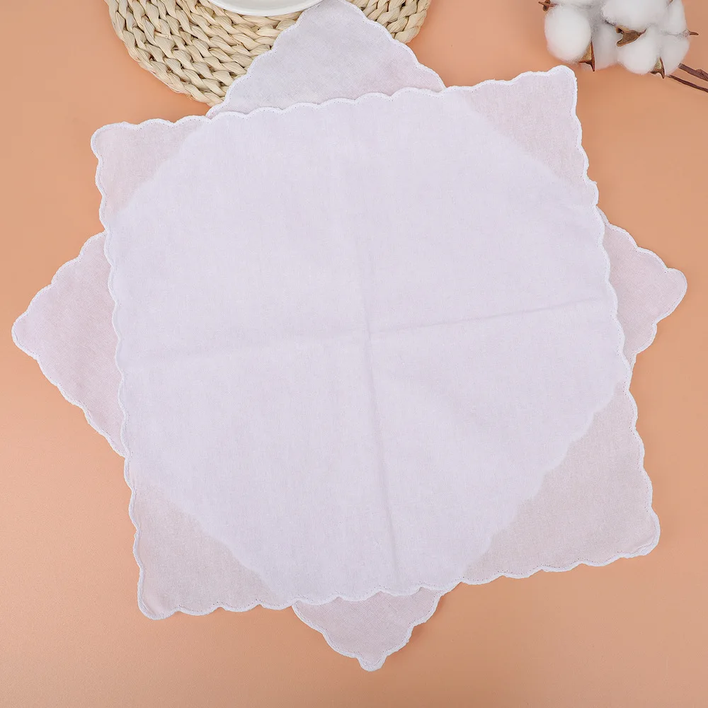 12/24Pcs 30cm Tooth Edge Cotton White Handkerchief Kindergarten Painting DIY Tie-dye Decoration Pure Cotton White Square Towel