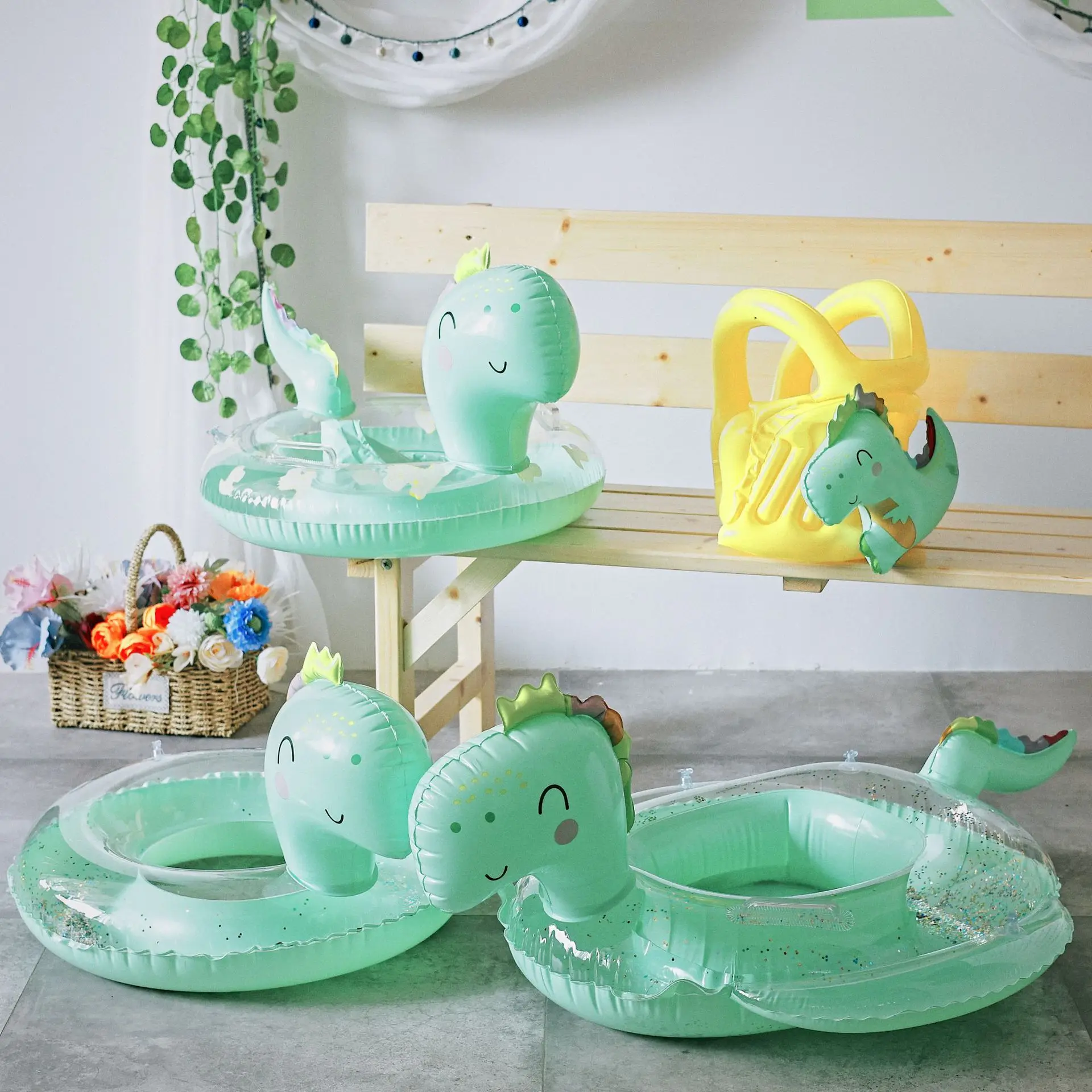 

Ins Baby Cute Dinosaur Swimming Ring Inflatable Thickened Child Swim Seat Float Pool Summer Beach Party Water Toys