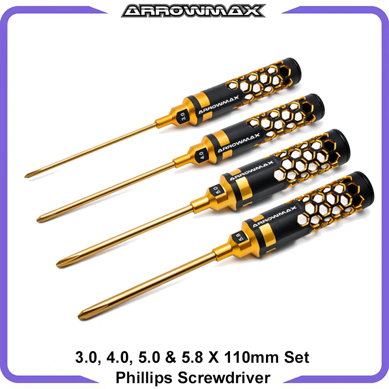 ARROWMAX Phillips Screwdriver 3.0, 4.0, 5.0 & 5.8 X 110mm Limited Edition RC Tools