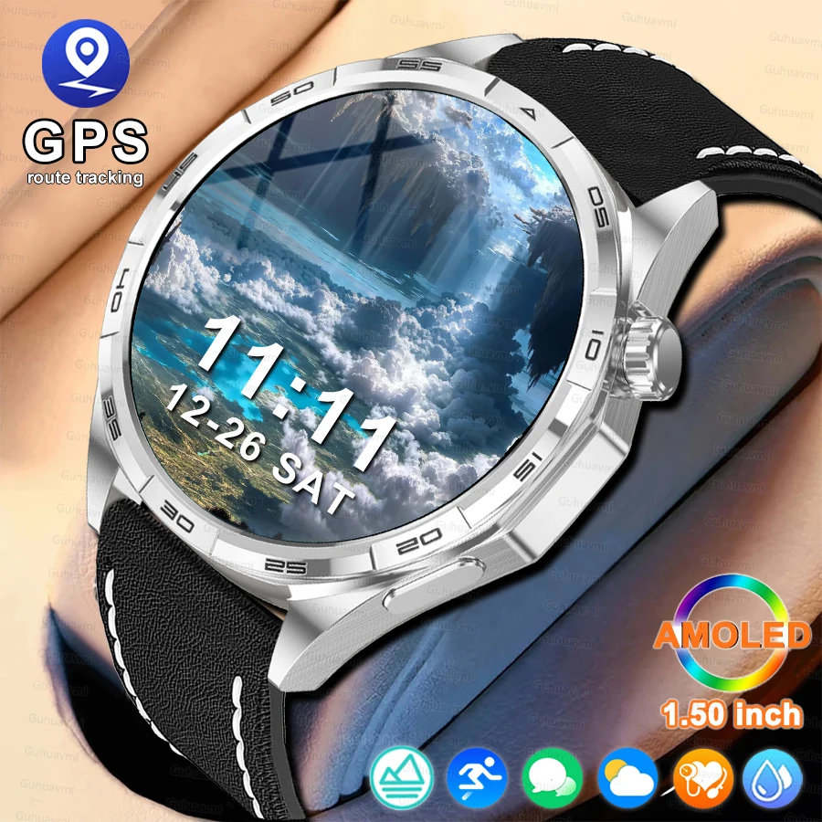 

New Smart Watch men AMOELD screen sports Altimeter GPS trajectory Blood oxygen Health Voice Call Smartwatch For Android iOS 2026