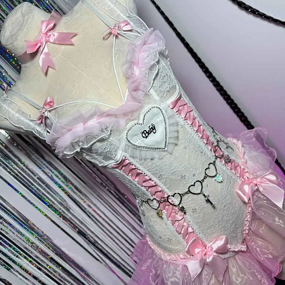 

Y2K TOPS Harajuku Heart Emo Goth Cross Eco Punk Rock E-Girls Teen Hand Made Bow Cyber Rave Outfits Gothic DIY Kawaii Grunge