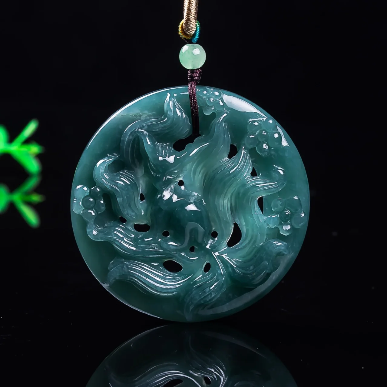 

Myanmar Jadeite Fox Pendant Vintage Talismans Luxury Carved Amulet Real Jade Necklace Designer Charm Gifts for Women