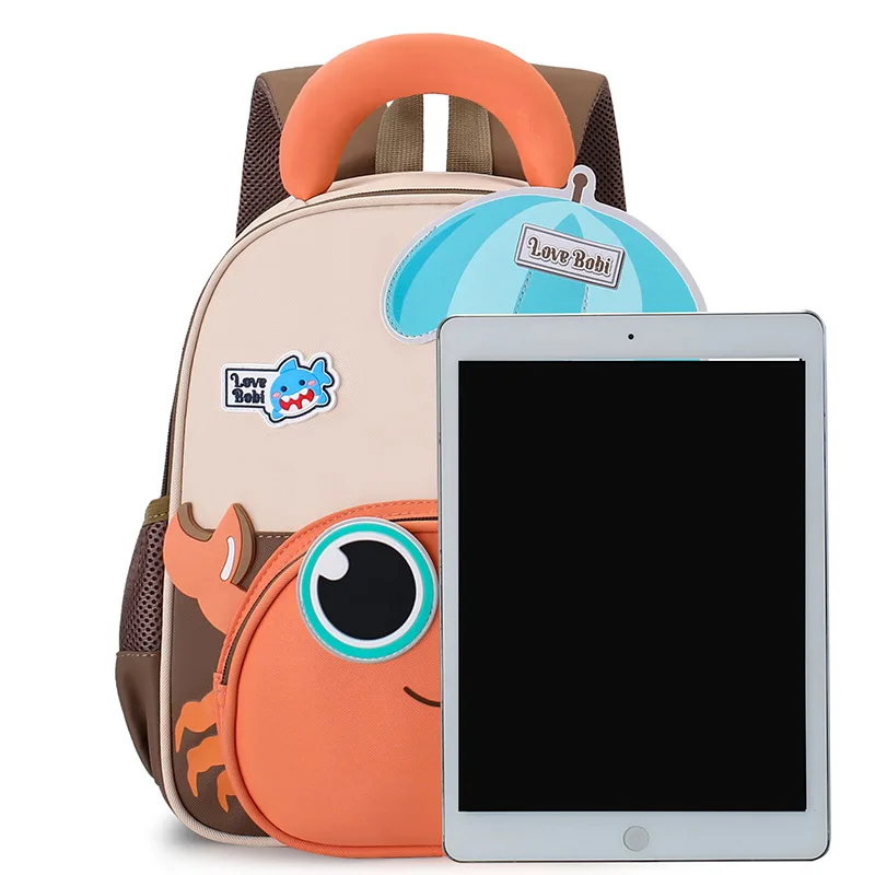 2025年漫画かわいいナイロンカニ子供用バッグ男の子と女の子用、大型クラスベビーナイロン子供用超軽量バックパック