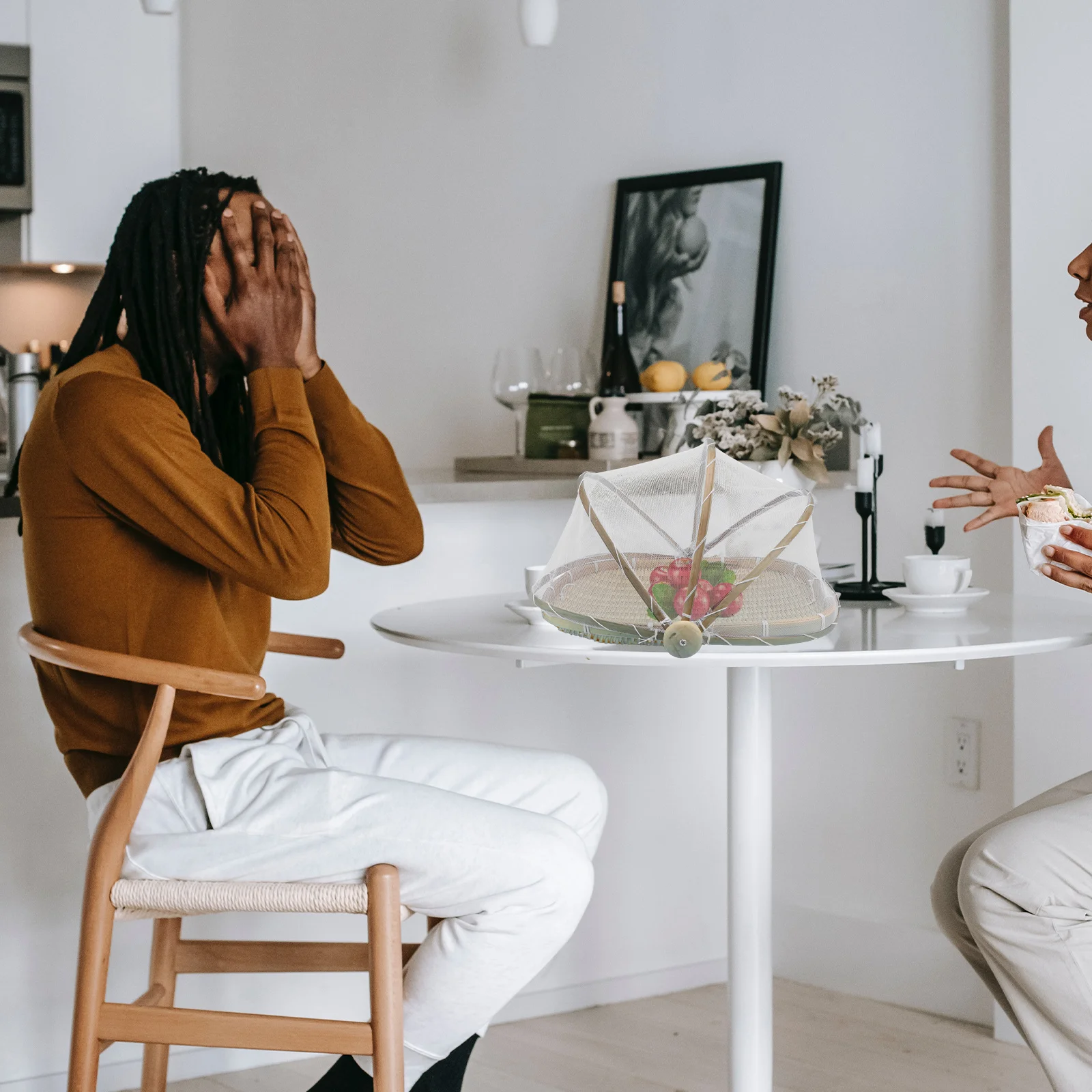 

1Pcs Bamboo Woven Basket Food Cover for Cake Dessert Snacks Storage Container Household Kitchenware Party Banquet Use