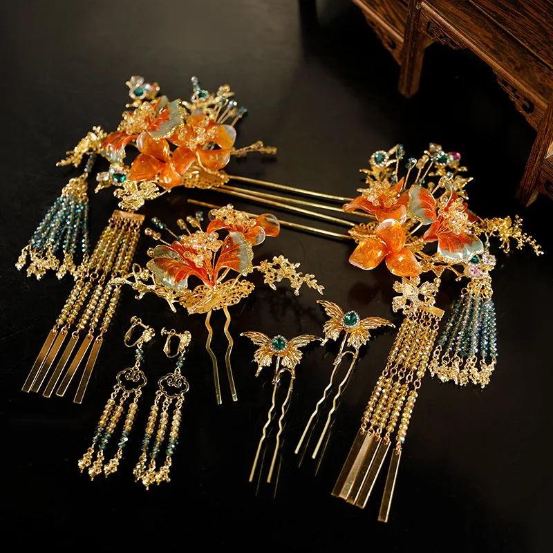 Xiuhe Headdress Heavy Industry Bridal Headdress Chinese Xiuhe Suit Headdress Wedding Gown Headdress Han Clothing Accessories