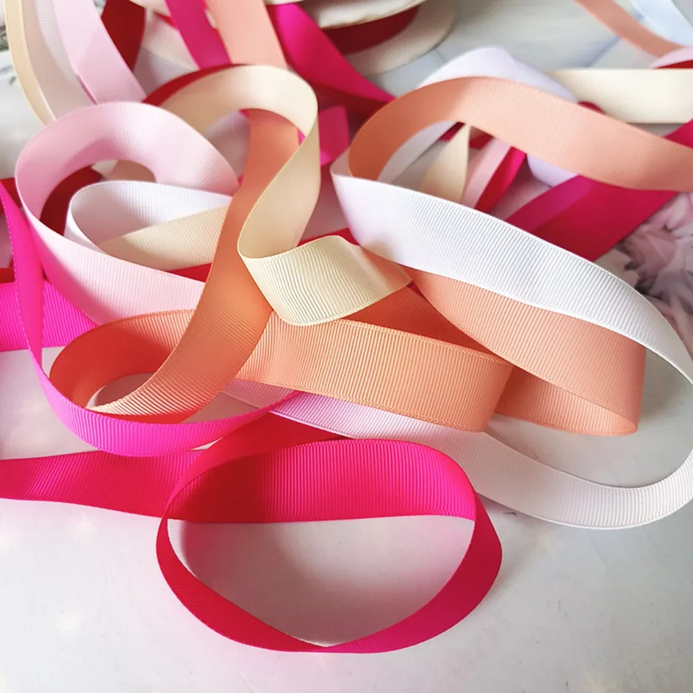 5Yards/Lot 1CM/2.2CM/3.8CM Solid Grosgrain Ribbon For Gift Box Flower Packaging DIY Bows Clothing Sewing Straw Hat Decoration