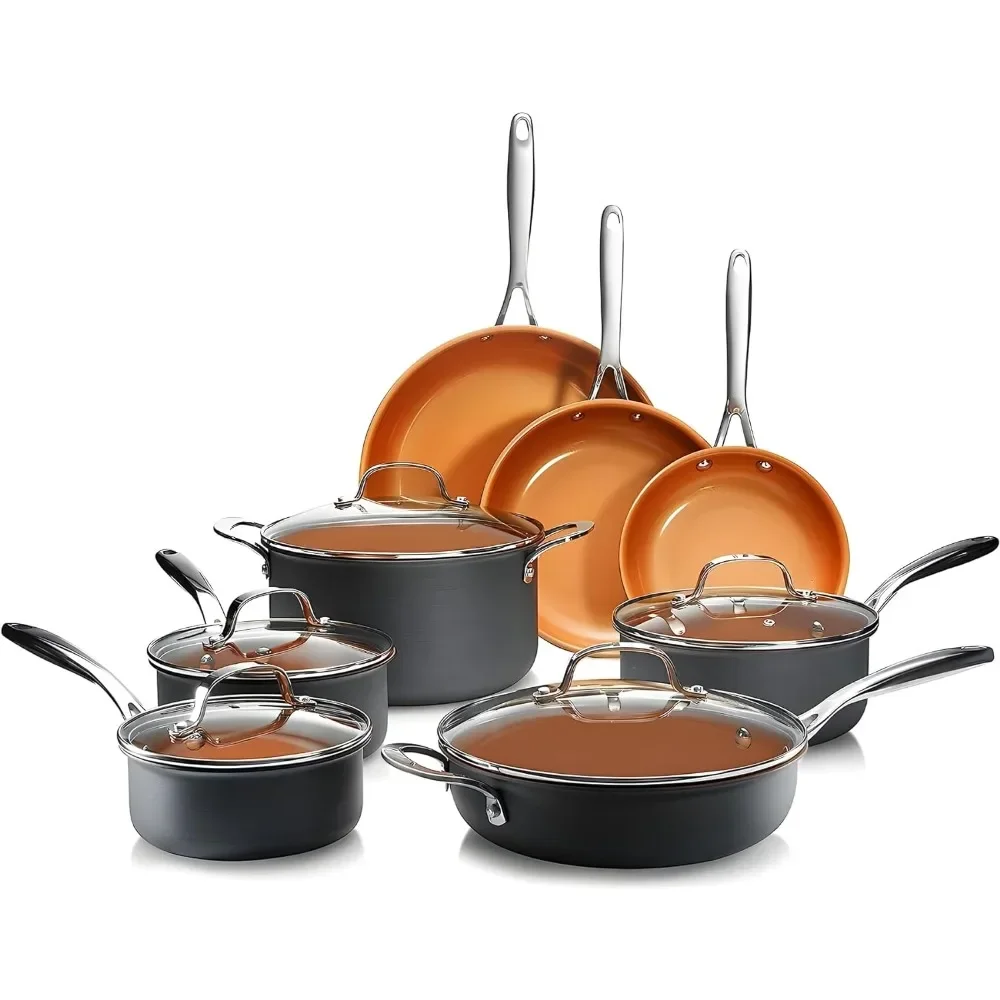 13 Pc set Ceramic Pots and Pans Set Non Stick Cookware Sets Pot and Pan Set, Kitchen Cookware Sets, Ceramic Cookware Set