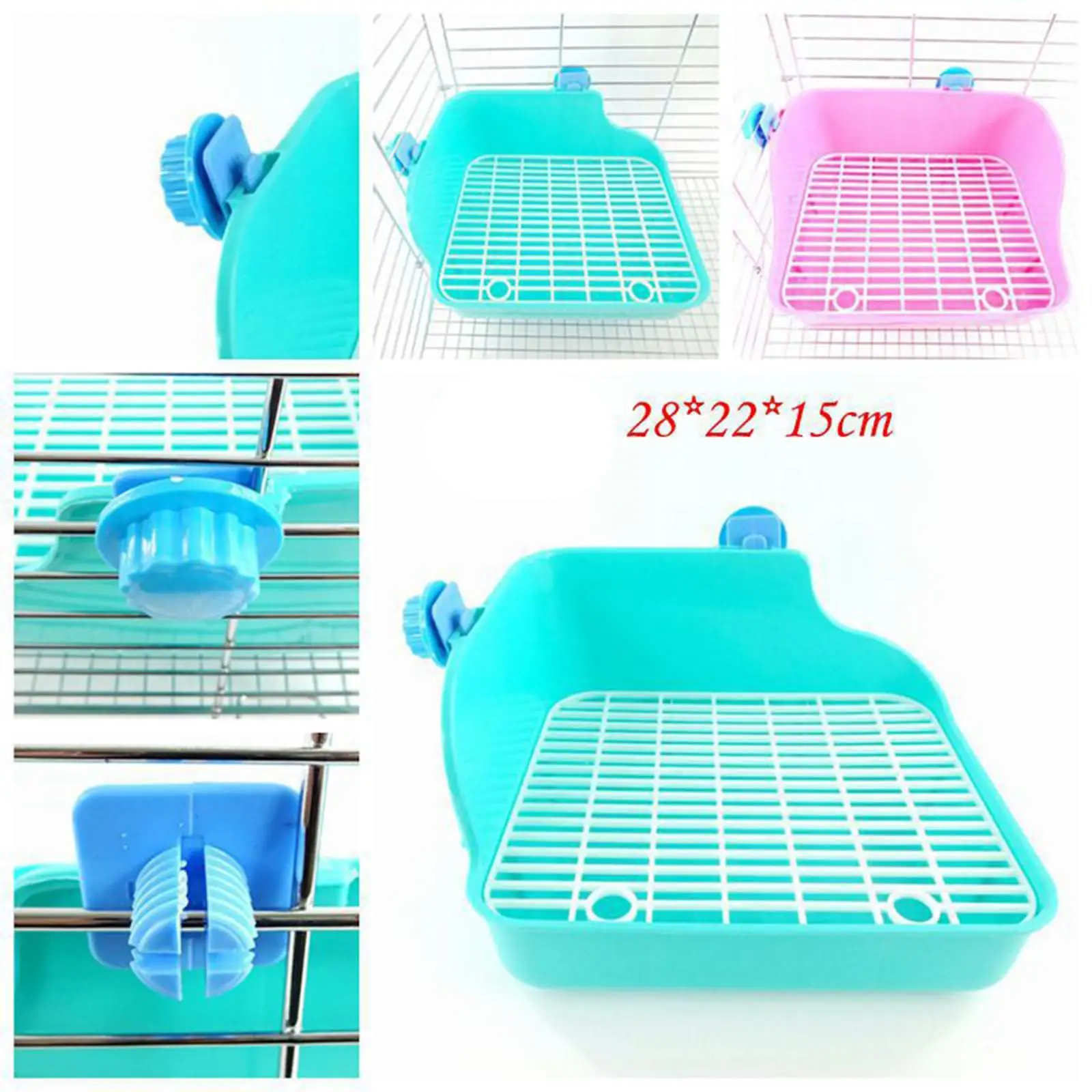 - Potty Cage Rectangular for Small Animals Pet Saucepan , Blue