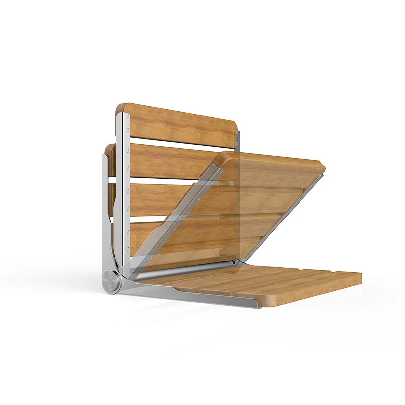 bathtub shower wall chair household bathroom stool household wall-mounted shower seat solid wood folding chair