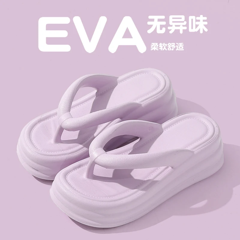 Zapatillas informales para mujer, chanclas de goma con plataforma, de playa, de lujo, hawaianas, suaves, 2024