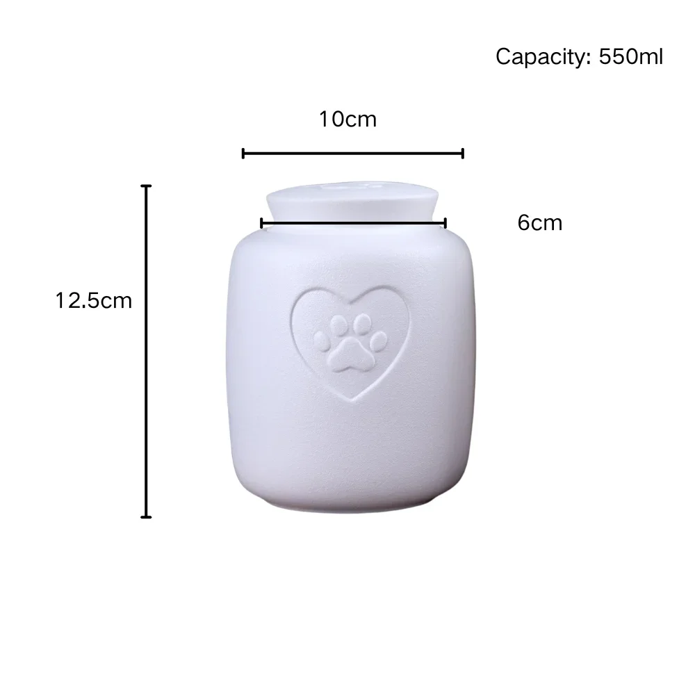 550ml Large Capacity Ceramic Pet Memorial Urn, Airtight Sealed Pet Ashes Hair Teeth Storage Jar, Pet Loss Sympathy Keepsake Cont