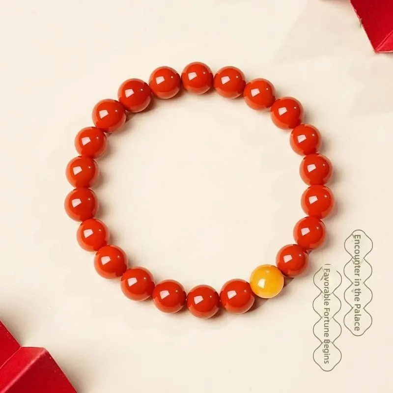 Nanhong beeswax bracelet female simple natural agate bracelet red year of the horse birth year birthday gift for mother