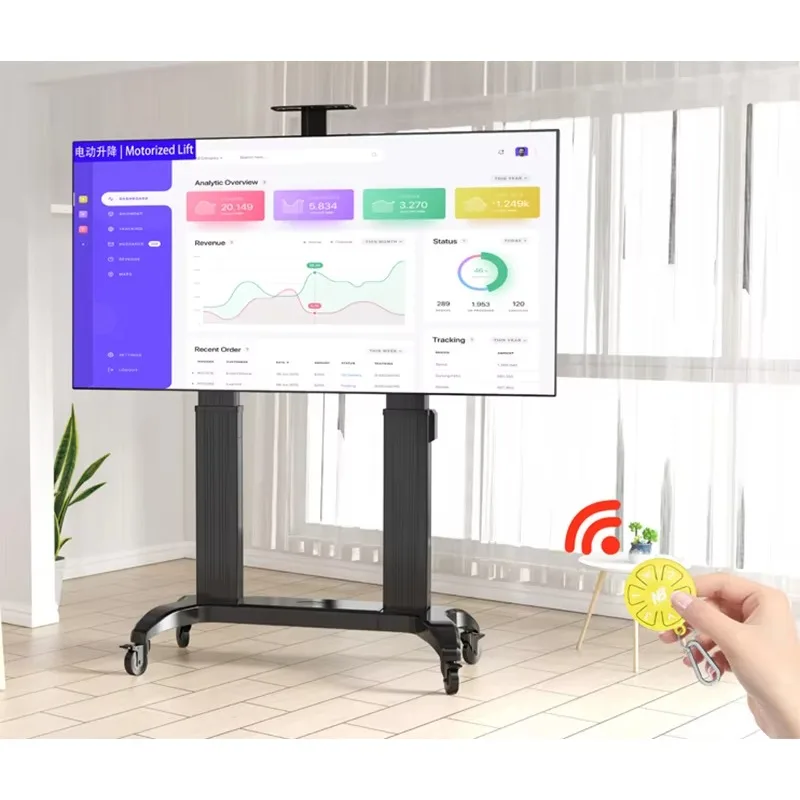 

NORTHBAYOU TW100 Motorized Lift Screen Heavy Duty TV Mount Cart Fits Most 60-100 Inch Flat Panel LED LCD TV Loading 134kgs 300lb