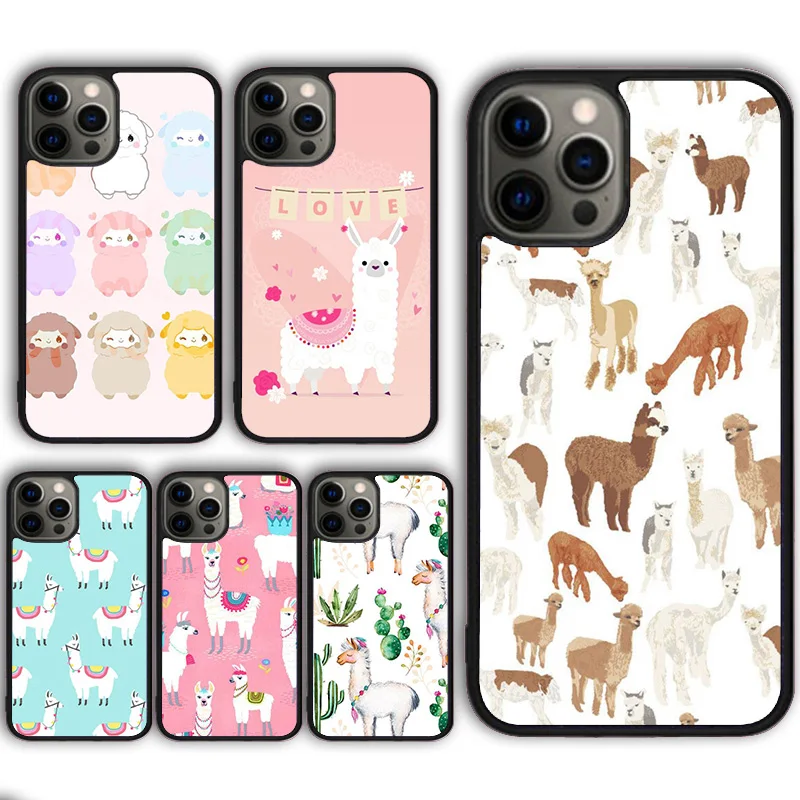 Cute Llama Alpaca Animals Cartoon Phone Case for iPhone 16 15 SE2020 13 14 11 12 Mini Pro Max 7 8 Plus  coque fundas Shell