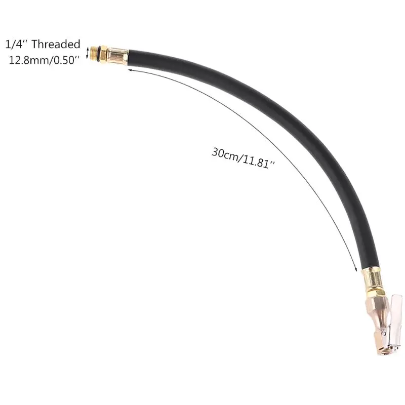 367D ล็อค Air Chuck Air ท่อยางสำหรับวาล์ว 1/4 "Air Inflator ท่ออะแดปเตอร์ 30 ซม. /12 นิ้วท่อใช้สำหรับรถอัตโนมัติ