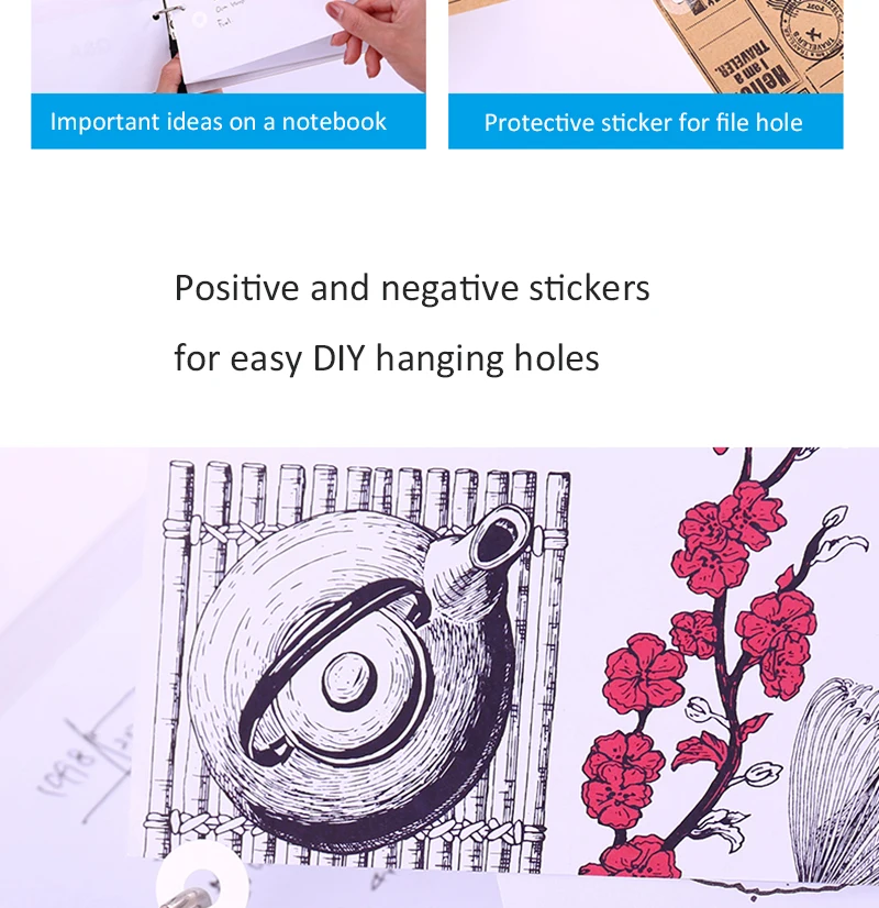 250 Labels Self-Adhesive Hole Punch Protector Loose-Leaf Paper Hole Reinforcement Labels Round Stickers for Office Supplies