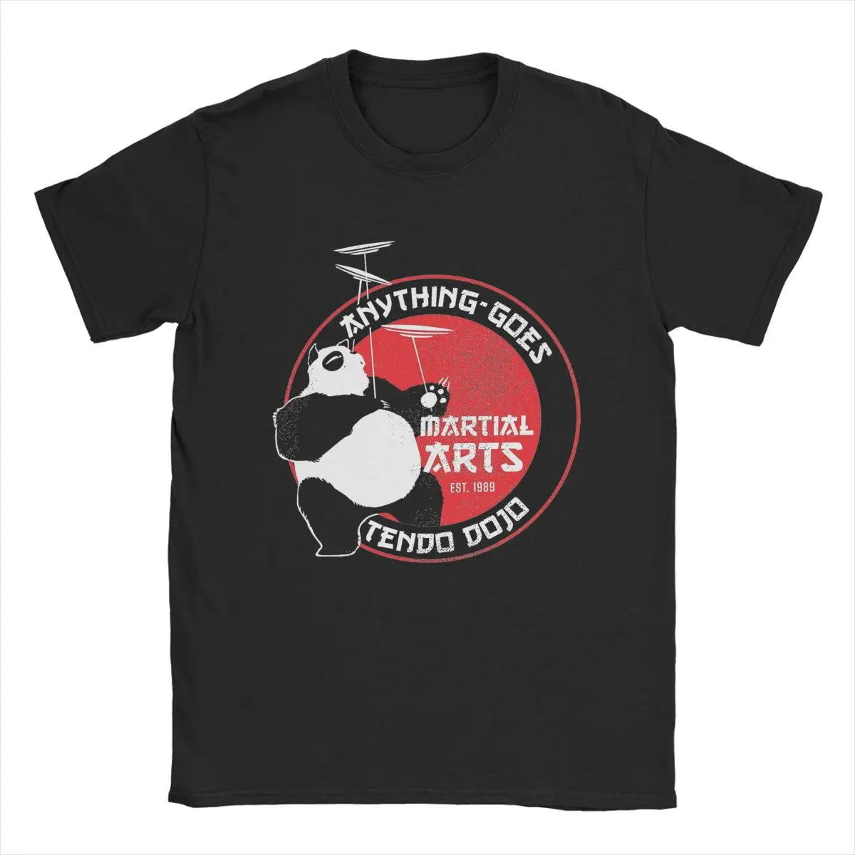 Panda Anything-Goes Martial Arts Dojo Ranma 1/2 T-Shirt for Men Vintage Cotton Tee Shirt Short Sleeve T Shirt Birthday Gift Tops