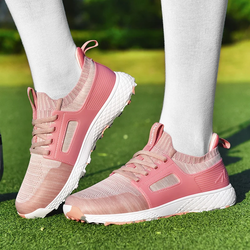 

Обувь для гольфа, женская спортивная обувь, четырехсезонная дышащая нескользящая модная обувь на шнуровке без гвоздей, профессиональная подошва
