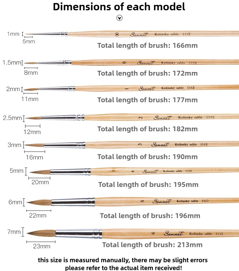 1Pcs Russische Weiße Nächte Sonnet Nerz Mix Haar Malerei Pinsel Haken Linie Stift für Wasser Farbe Malerei Zeichnung Schule kunst Liefert – Detail 3