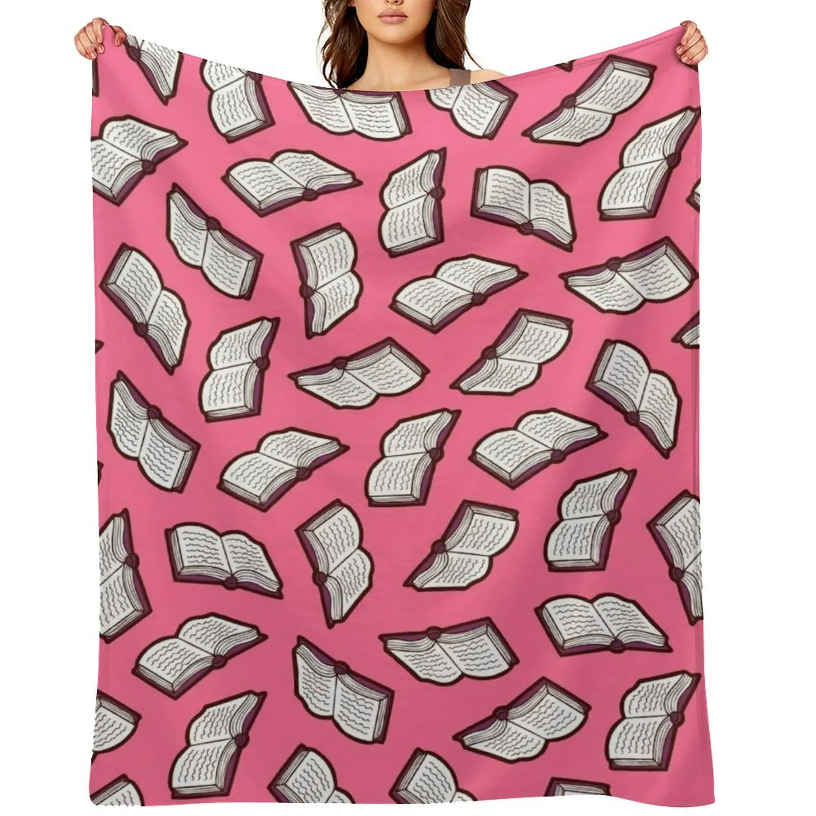 

Bookish Reading Pattern in Pink Throw Blanket Soft Plaid wednesday Multi-Purpose Giant Sofa Blankets