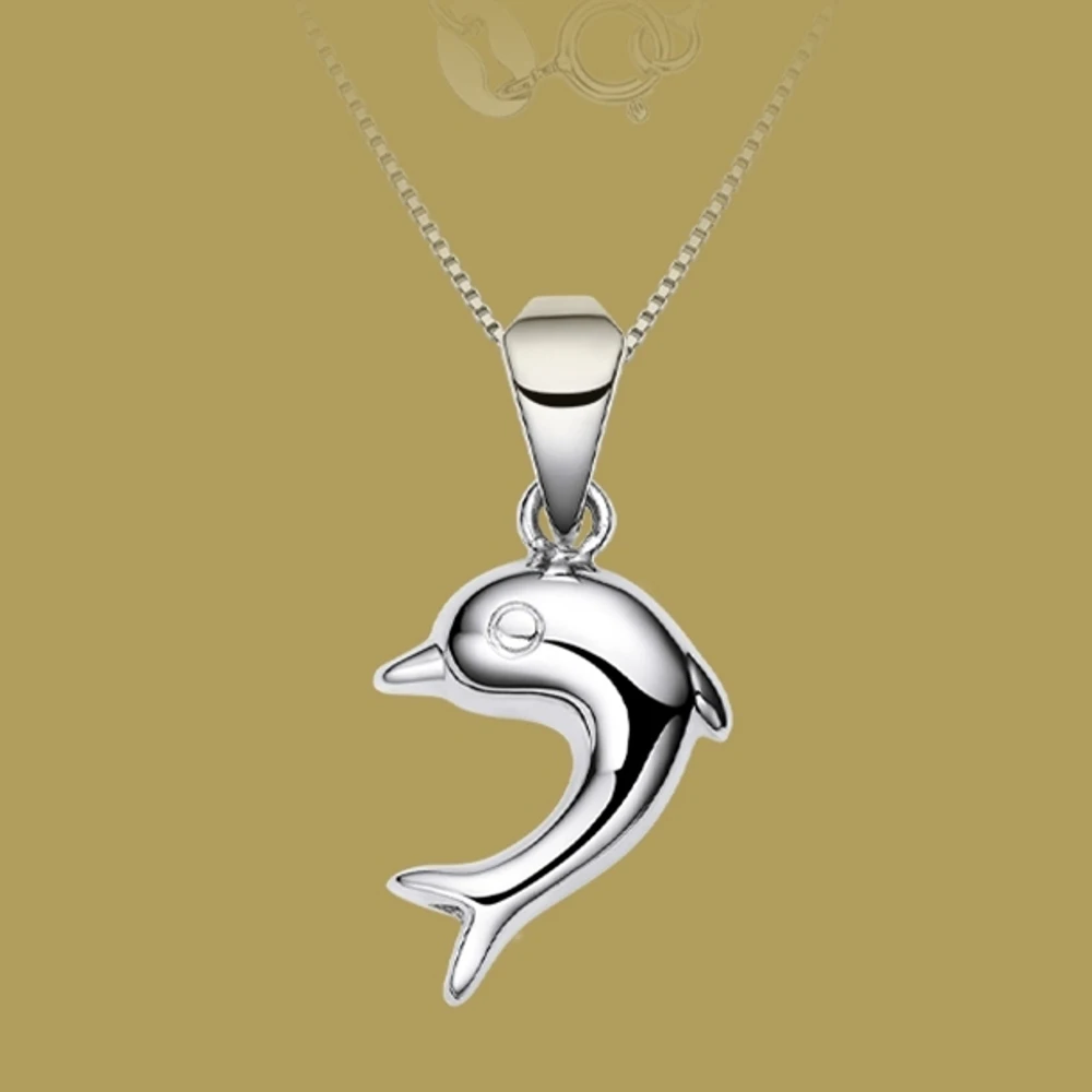 Real Pure Platinum 950 Men Women Gift Lucky Glossy Dolphin Pendant 0.9-1g