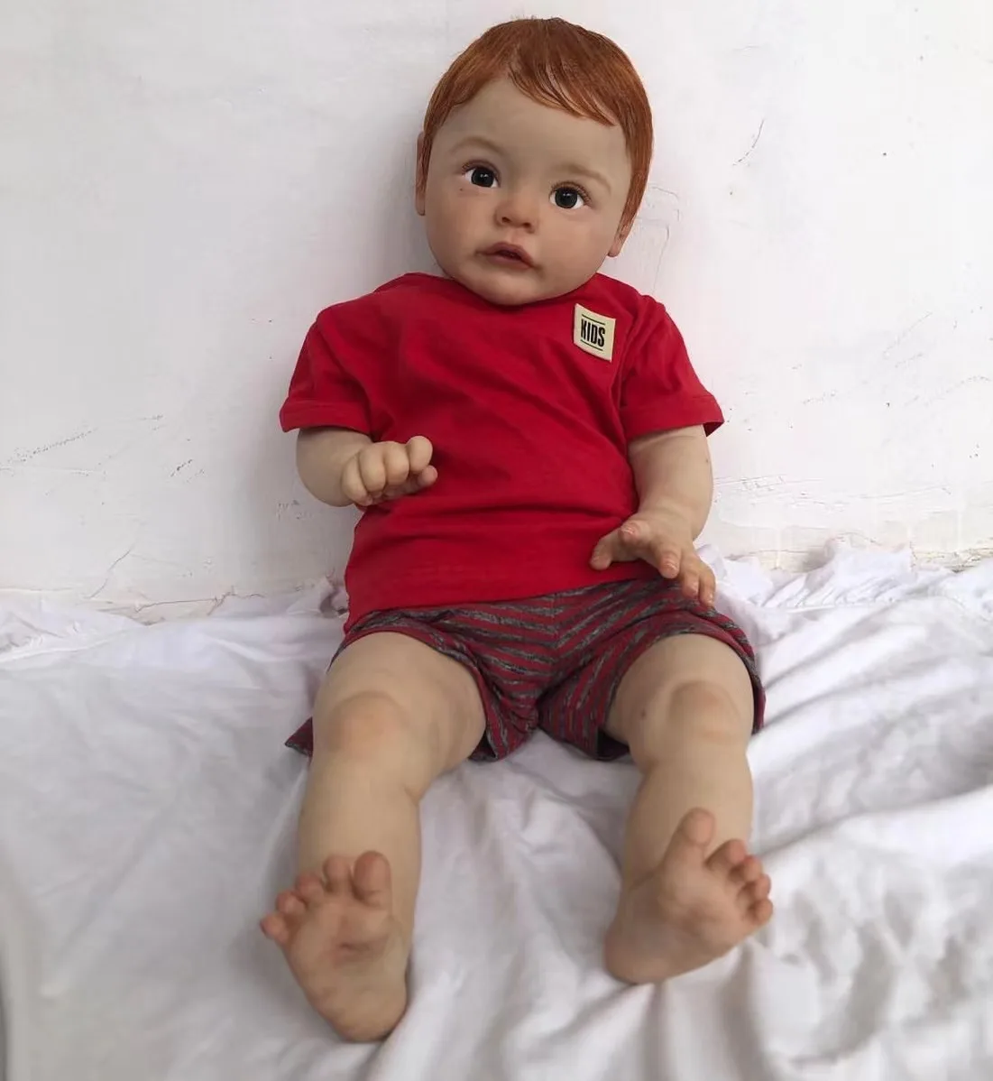 FBBD Customized Limited Supply24inch Reborn Baby Suesue With Hand-Rooted Red Short Hair Already Finished Doll Chritsmas Gift