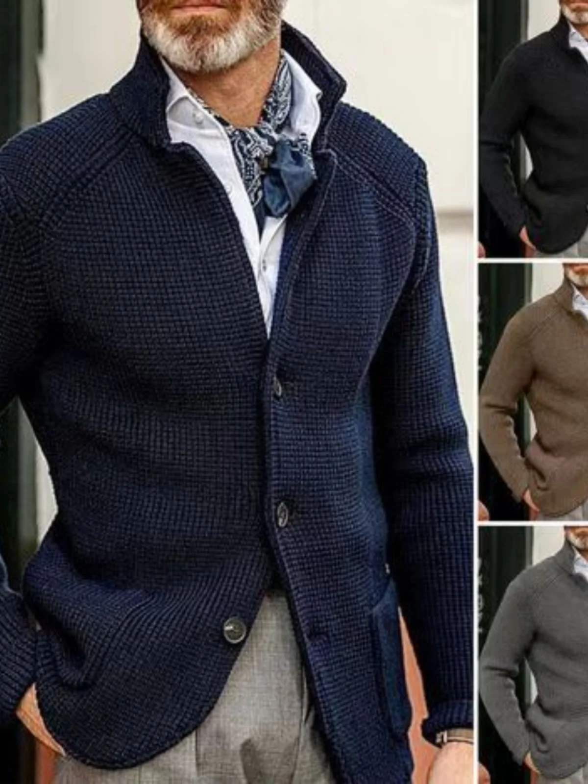 

Мужской вязаный свитер Briti Sle, повседневная трикотажная куртка, верхняя одежда из смесовой ткани с полиэстером, с длинными рукавами, зимняя верхняя одежда