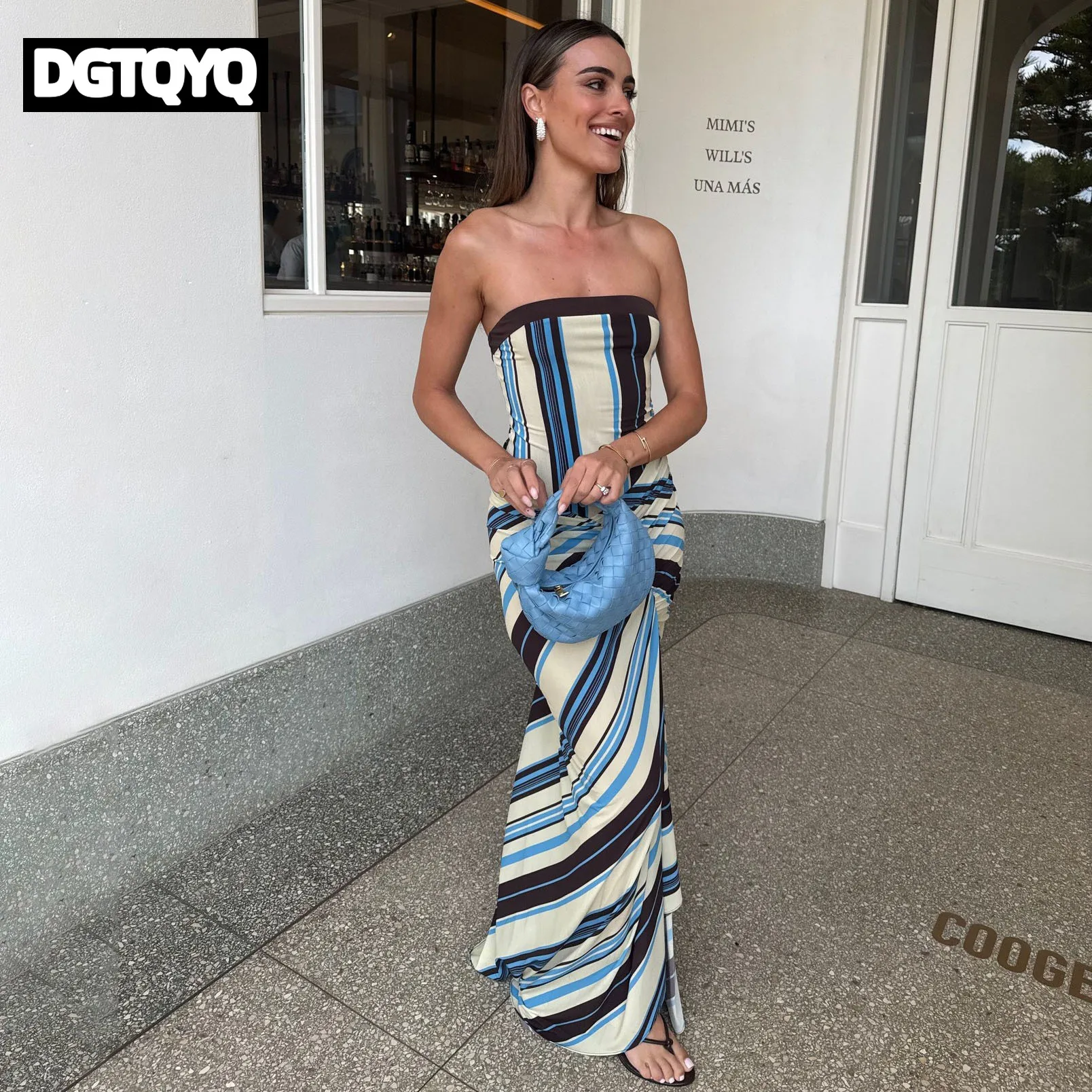 2026 New Sexy Striped Print Dress Women Trend Color Blocking Sleeveless Split Patchwork Ruched Beach Vacation Party Bodycon