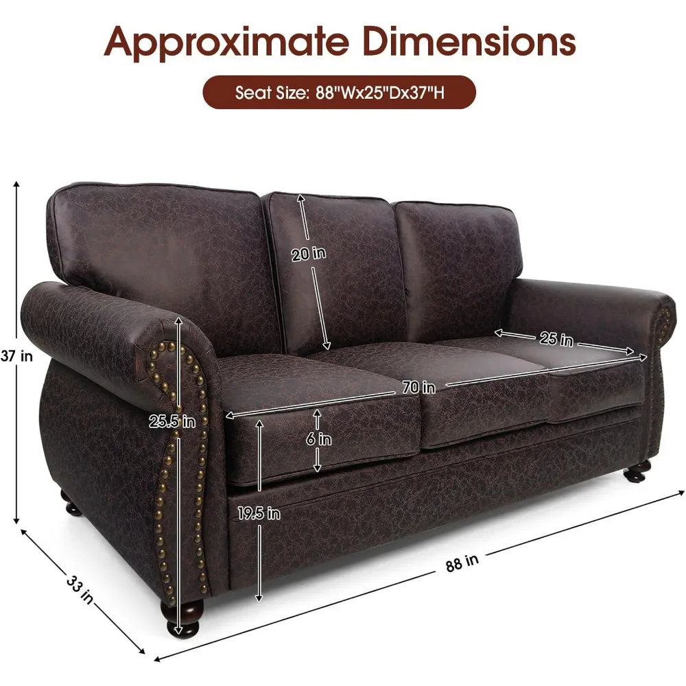 أرائك أريكة عتيقة من منتصف القرن بتصميم برشام، أريكة بثلاثة مقاعد، غطاء أريكة قابل للإزالة وسائد منجدة