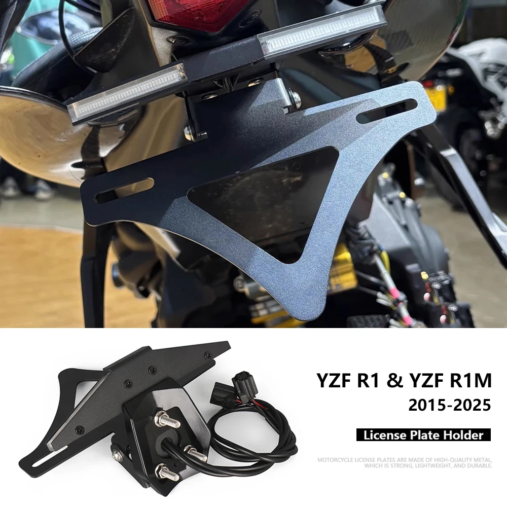 

Motorcycle For YAMAHA YZF R1M R1 2015-2025 License Plate Holder LED Light Tail Tidy Fender License Plate Holder YZF-R1 YZFR1