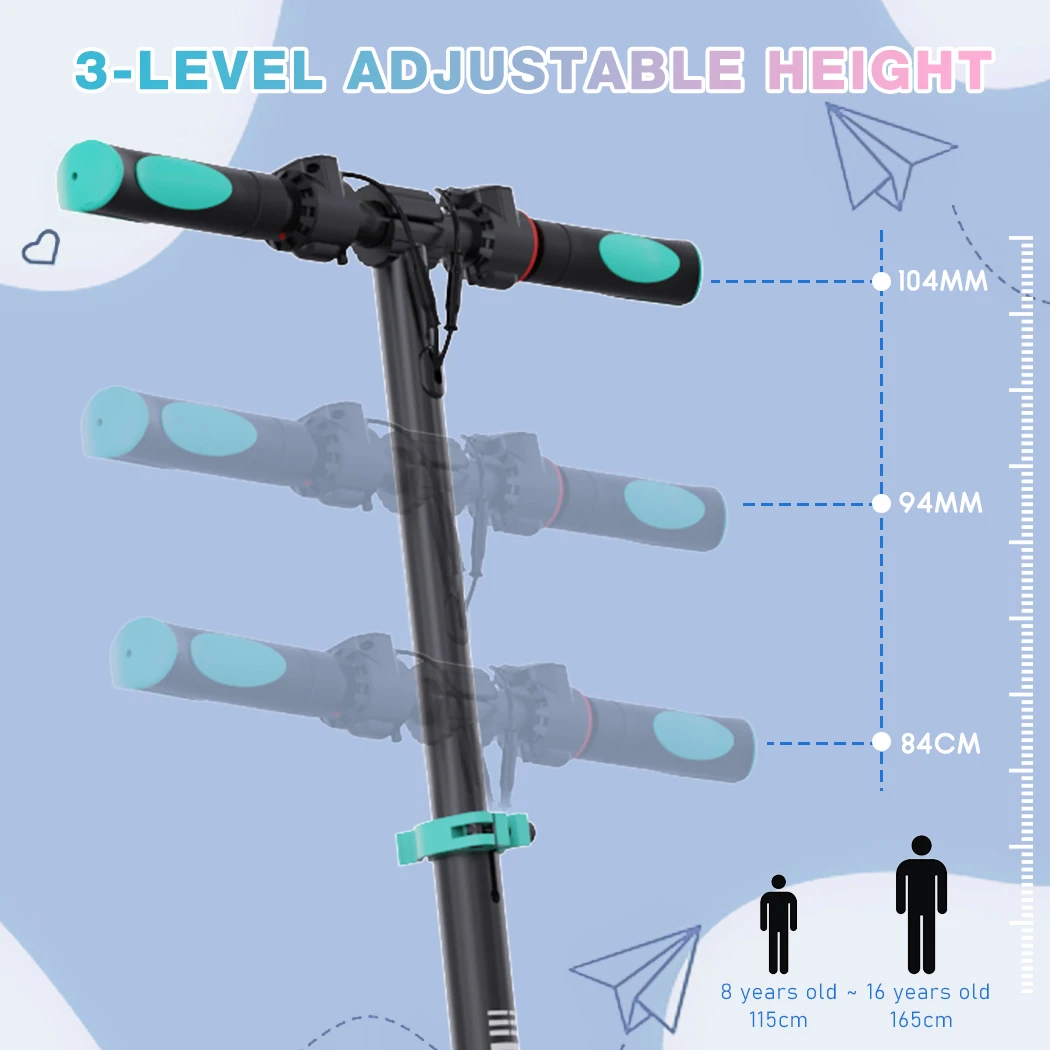 RCB E-Scooter Children (8-12-16 Years), Foldable Electric Scooter for Children, Max Range 16 km/h, Max. 20 km/h, Great Gift