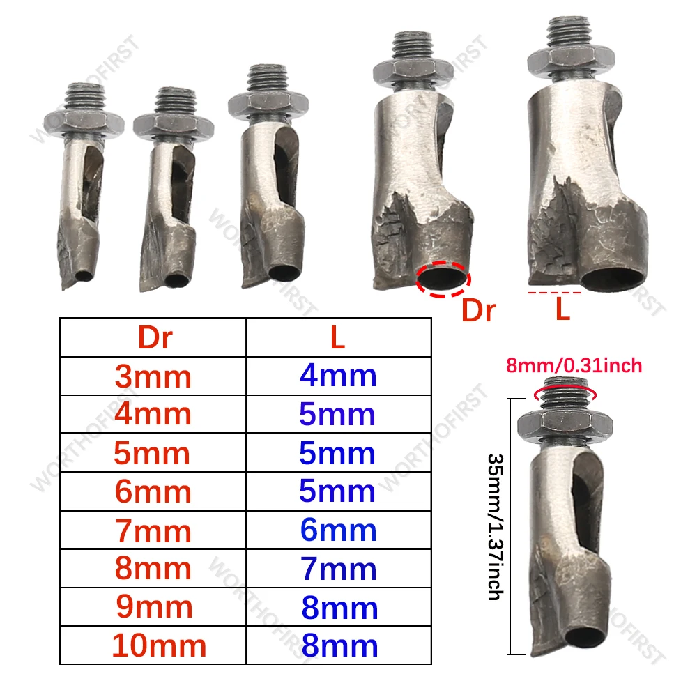 M8 Thread Dies Tail Punching for Hand Press Round Punch with Tail Straight for Leathercraft Belt Cut Punching DIY Supply  3-10mm