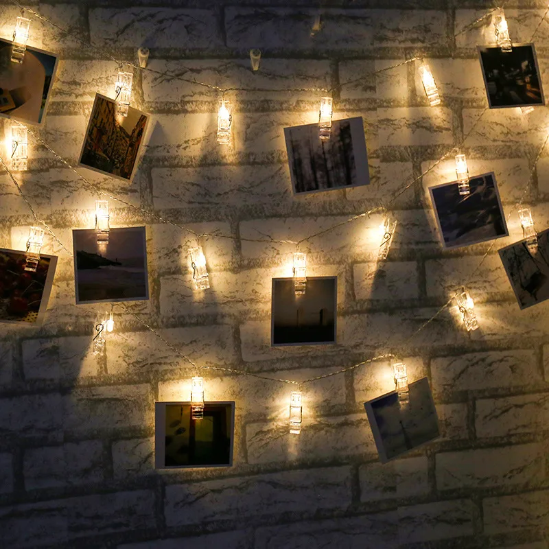 

Photo Clip Holder LED String lights For Christmas New Year Party Wedding Home Decoration Fairy lights Battery 1.5M 3M 6M