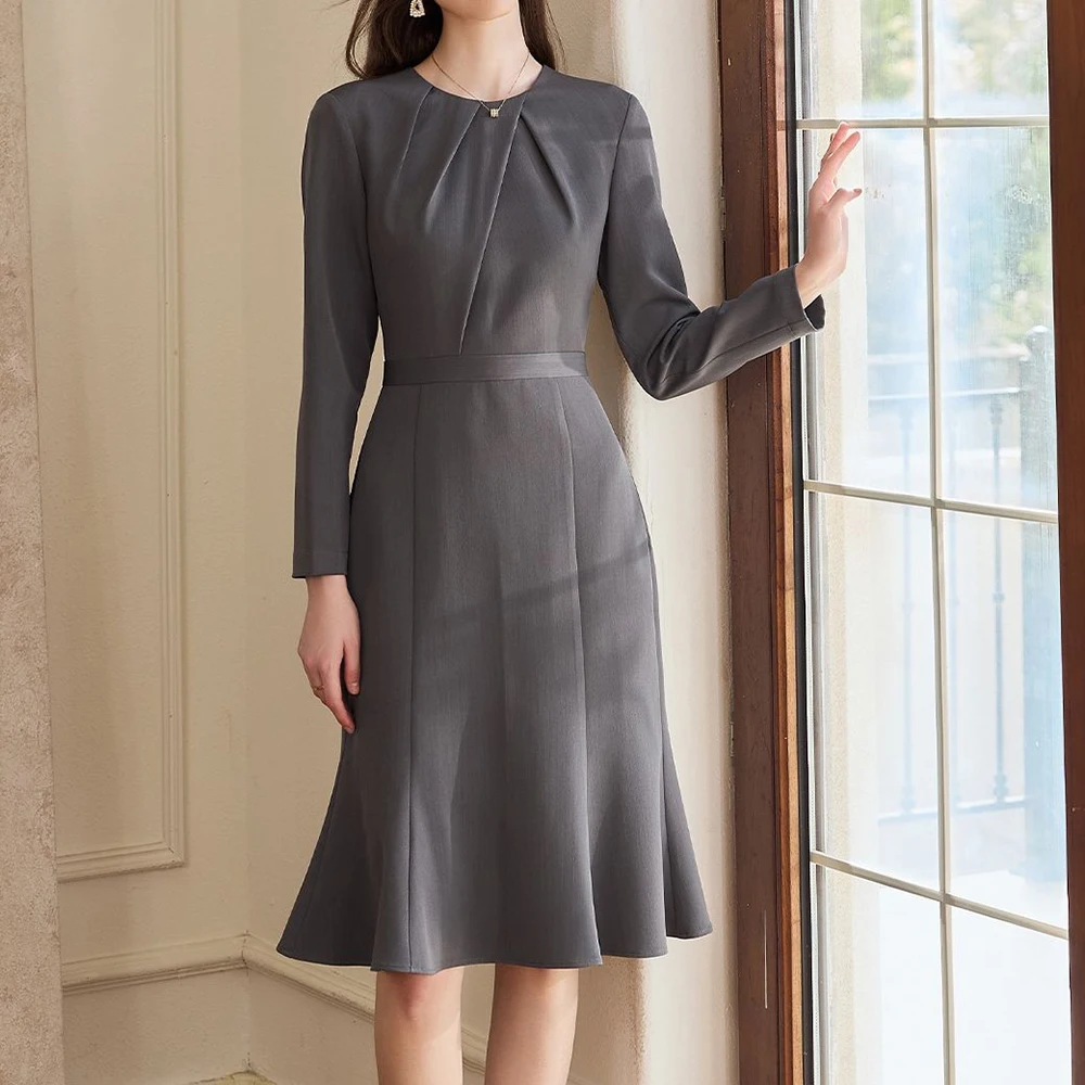 

High temperament commuter waist dress women's 2025 spring new design gentle pink fishtail dress